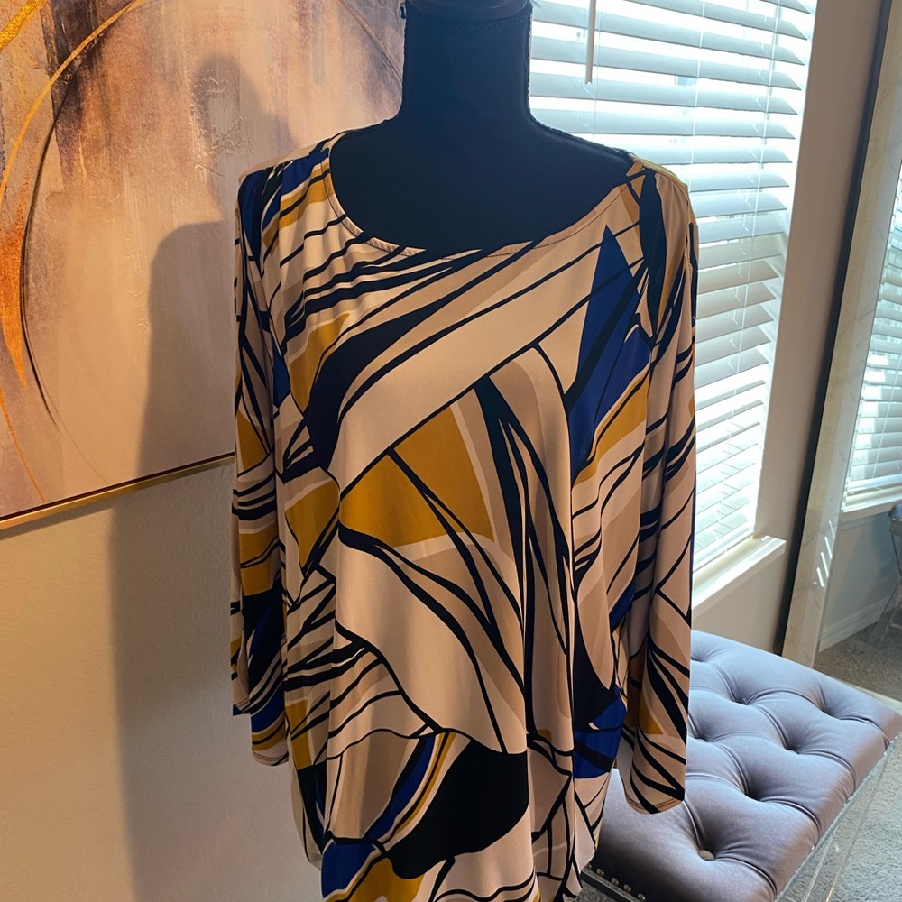 Kasper Multicolor Abstract Blouse
